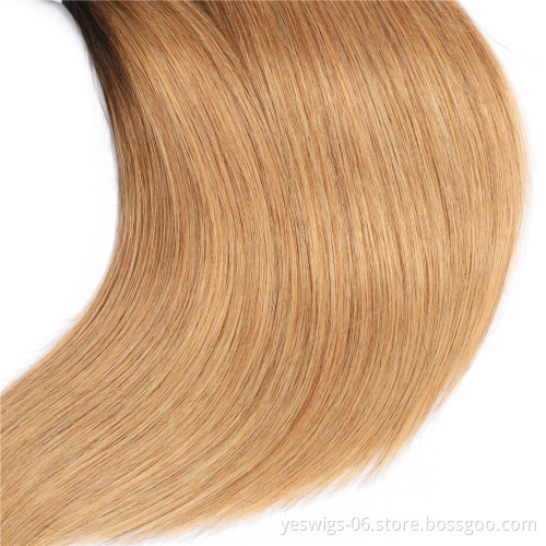 Pre Colored 1b-27 30 33 99j 613 Blonde Straight Hair Extension Top Selling 1b-27# Ombre Raw Indian Virgin Cuticle Aligned Hair